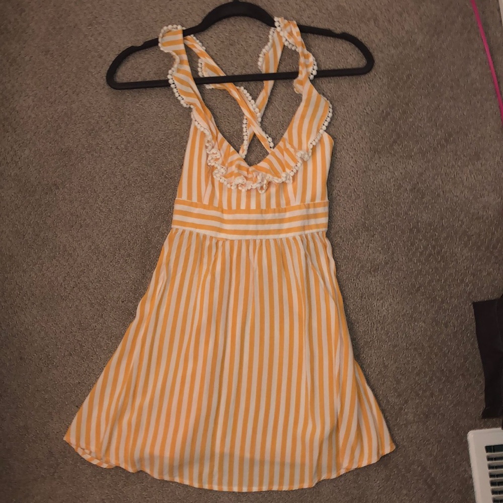 forever 21 yellow and white striped spring dress